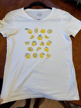 J. Crew White Collectors Lemon Pattern Short Sleeve Tee